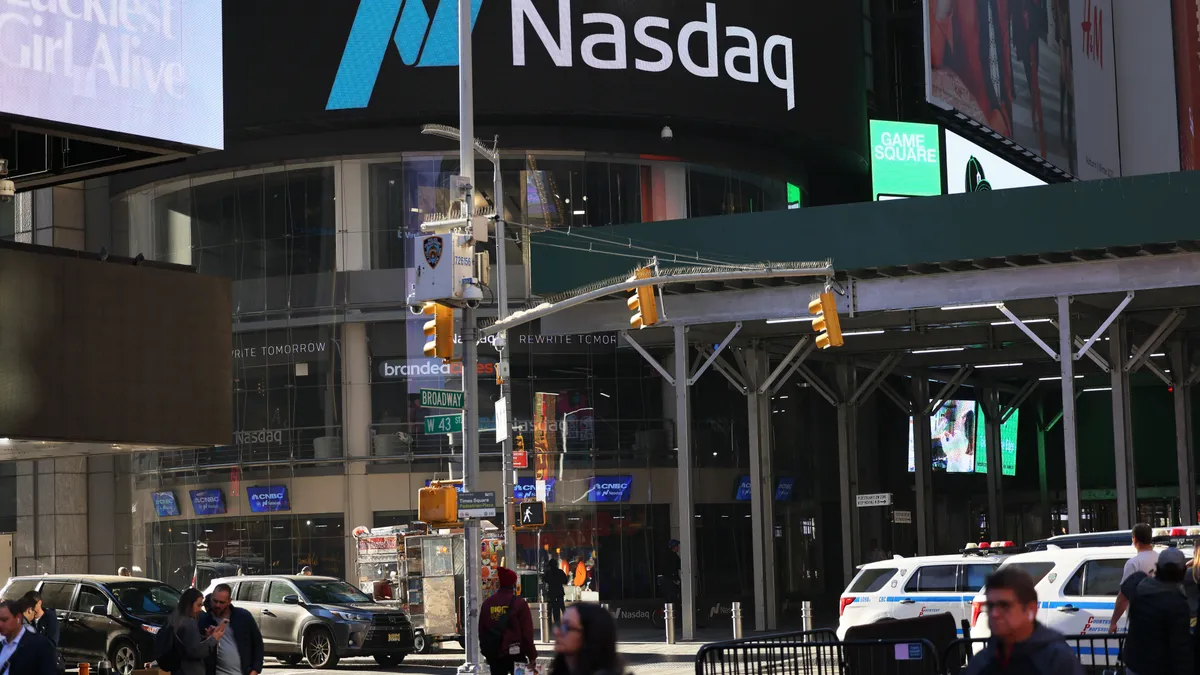 The exterior of Nasdaq headquarters.