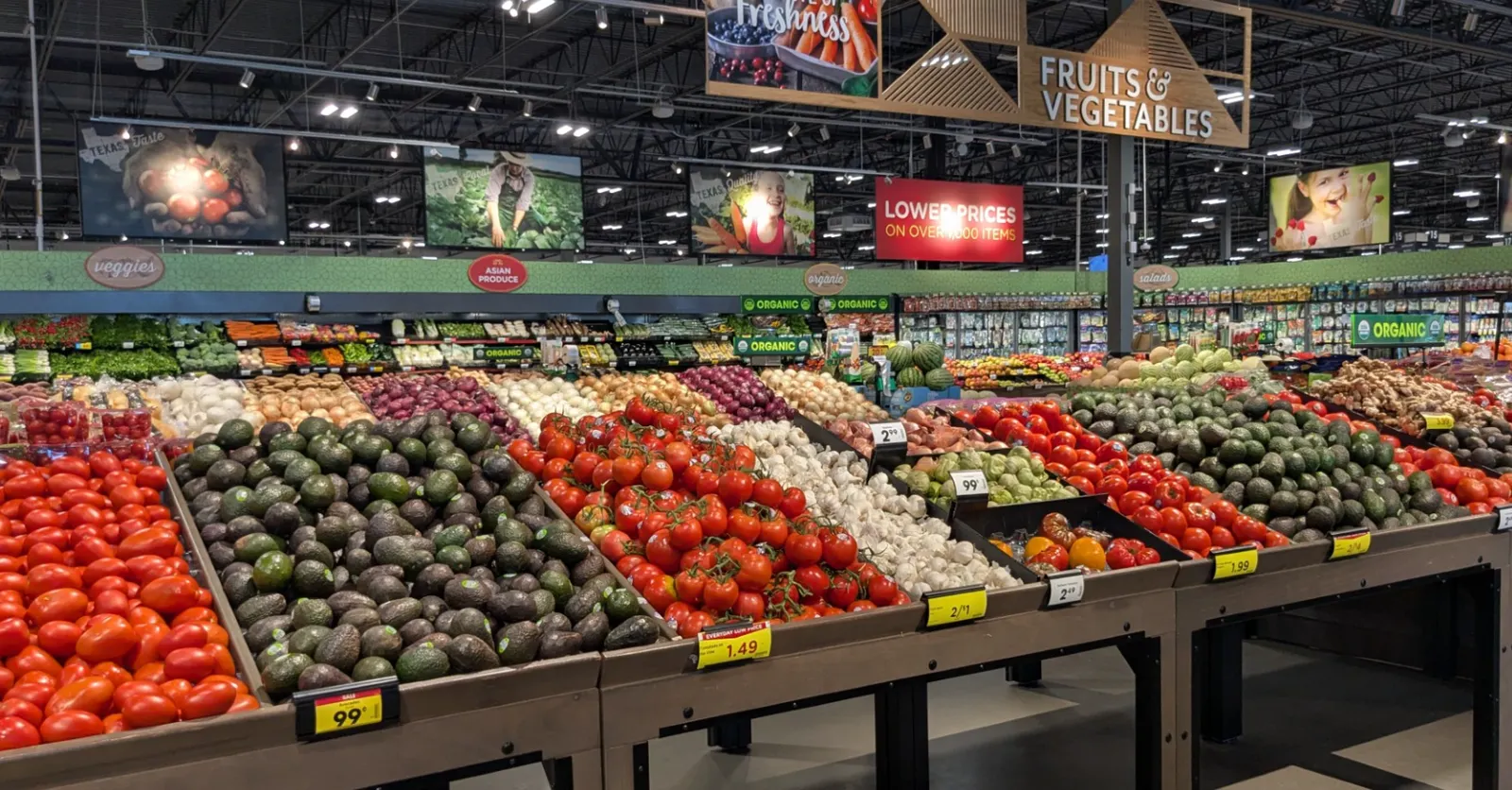 Produce section at a grocery store