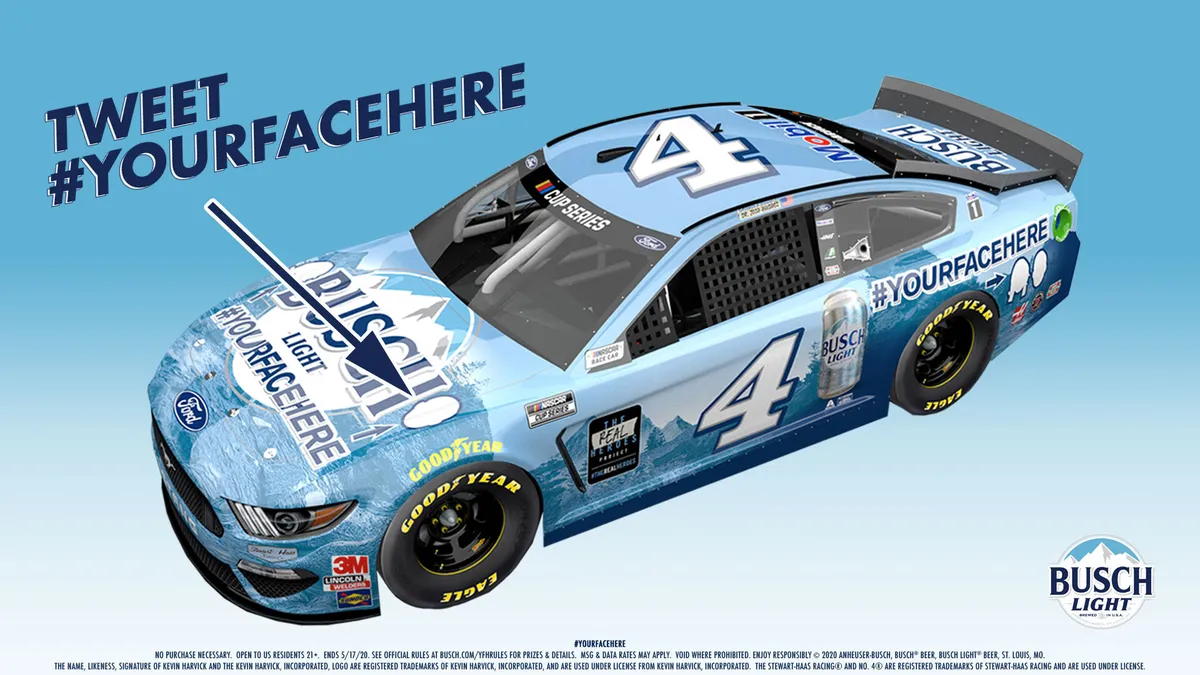 Busch Light paints fan faces on NASCAR car