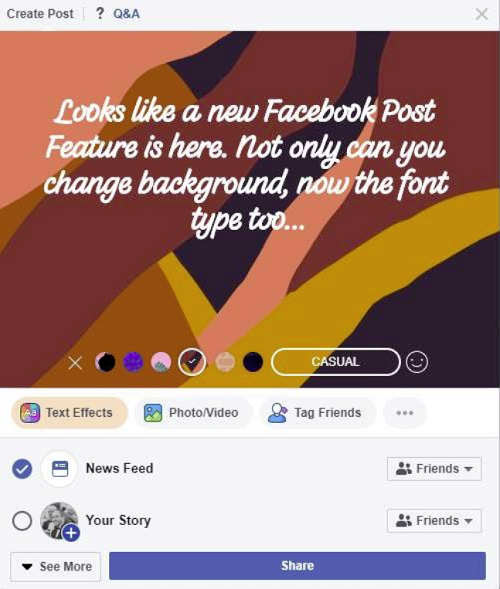 Facebook 'Text Styles' example