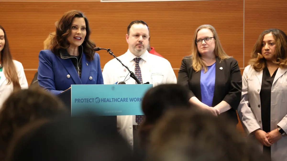 Gov. Whitmer speaking at press conference