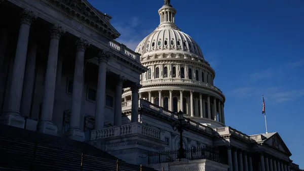 an exterior shot of the US capitol building