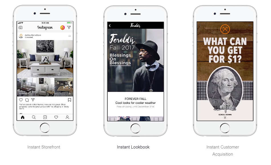 Examples of Facebook Instant Experience ads