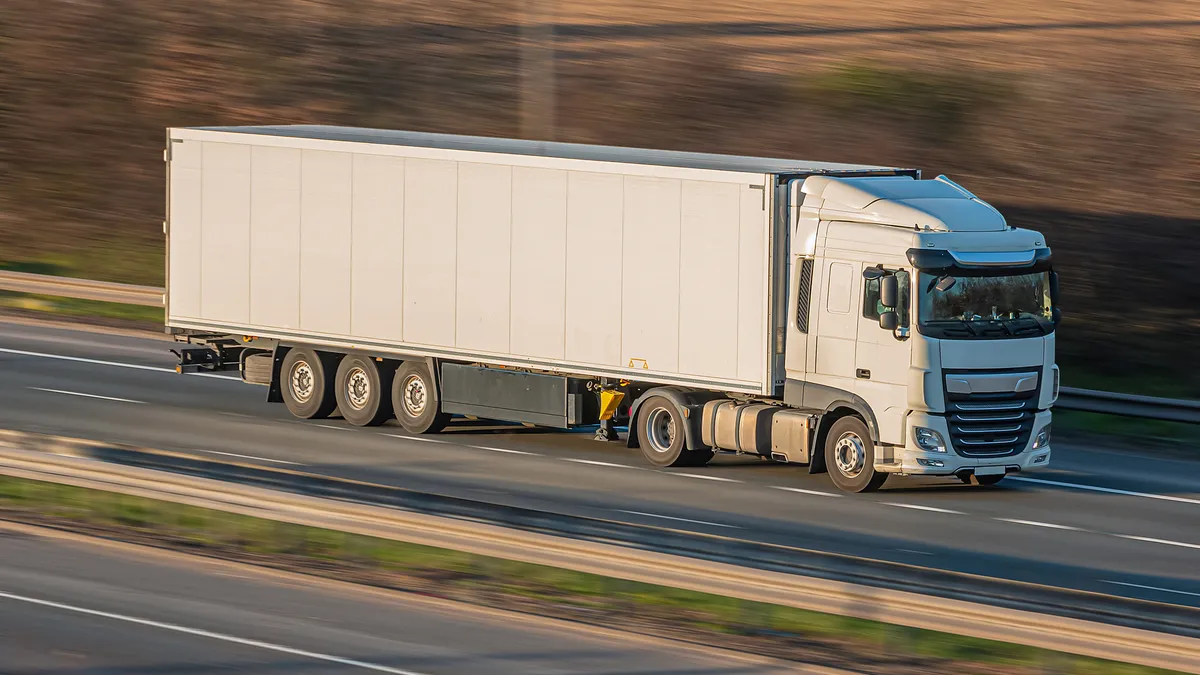 A lorry on the roadway.