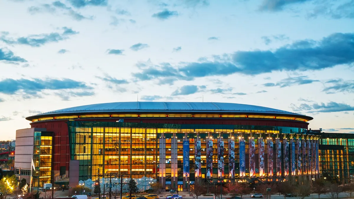 Outside of the Ball Arena in Denver, Colorado.