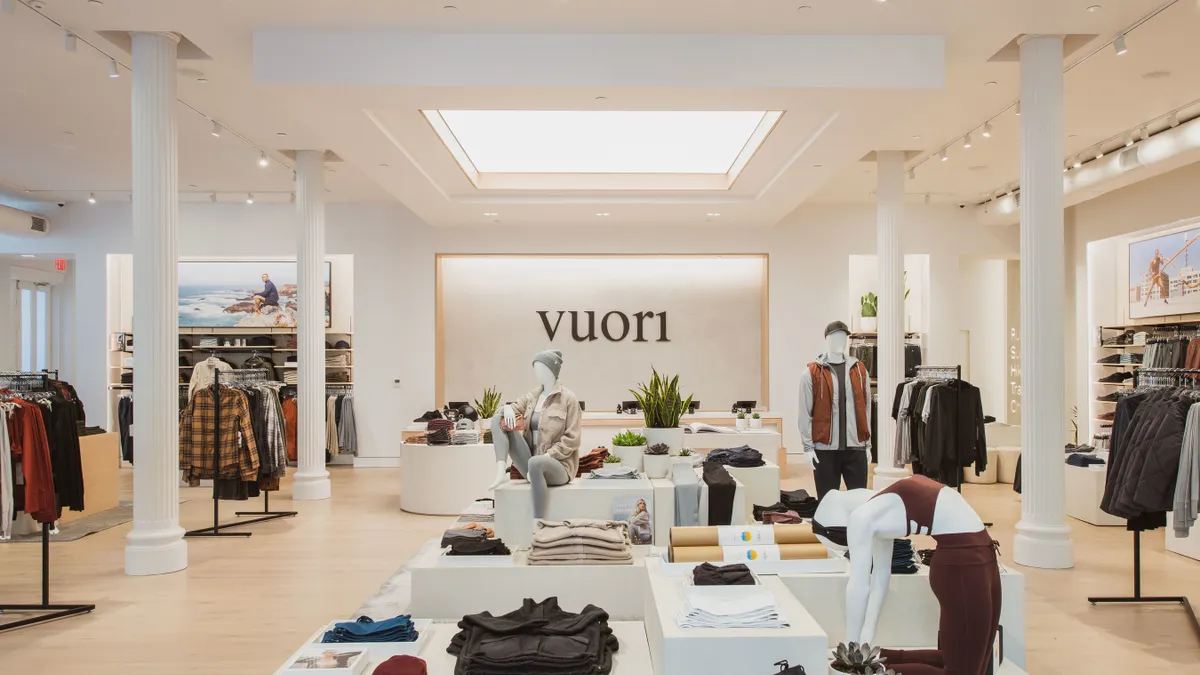 Interior shot of the Vuori flagship store in NYC.