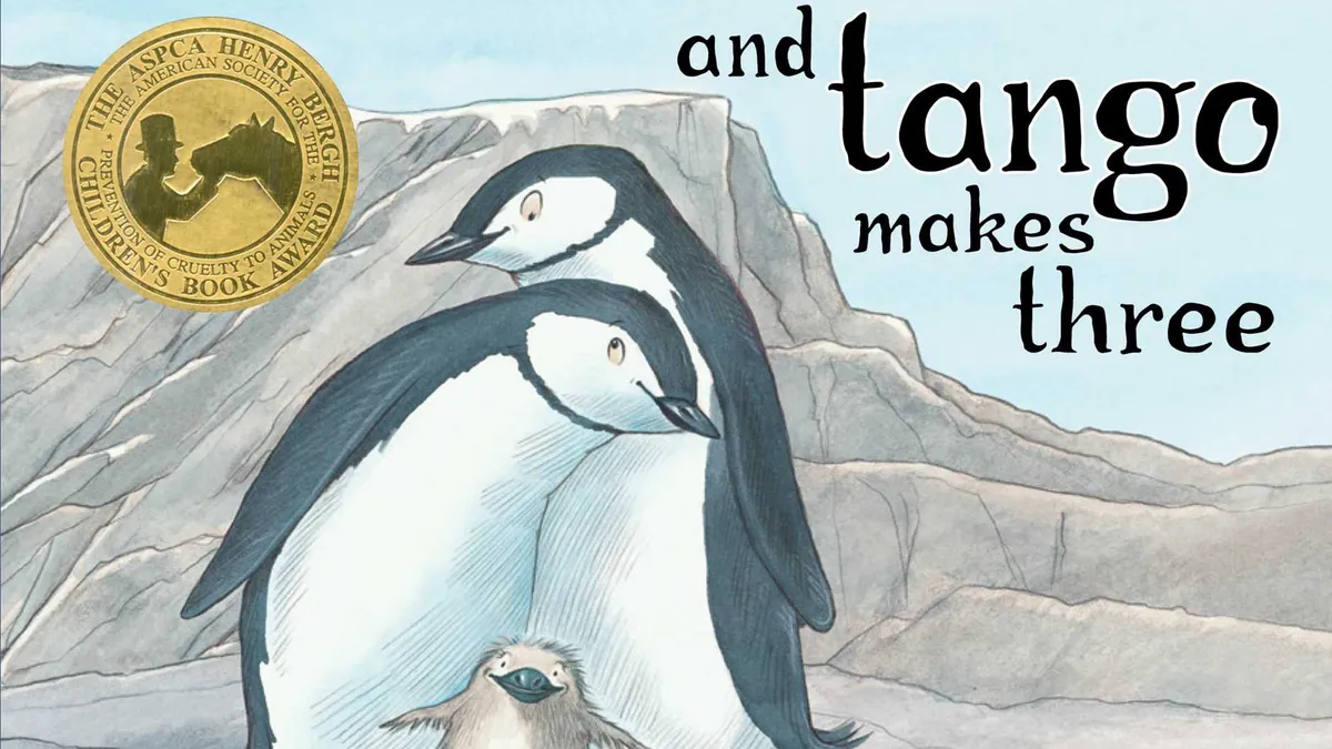 This is a photo of the cover for "And Tango Makes Three," a children's picture book at the center of a lawsuit over book bans.