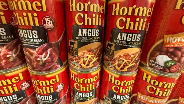 Cans of Hormel chili