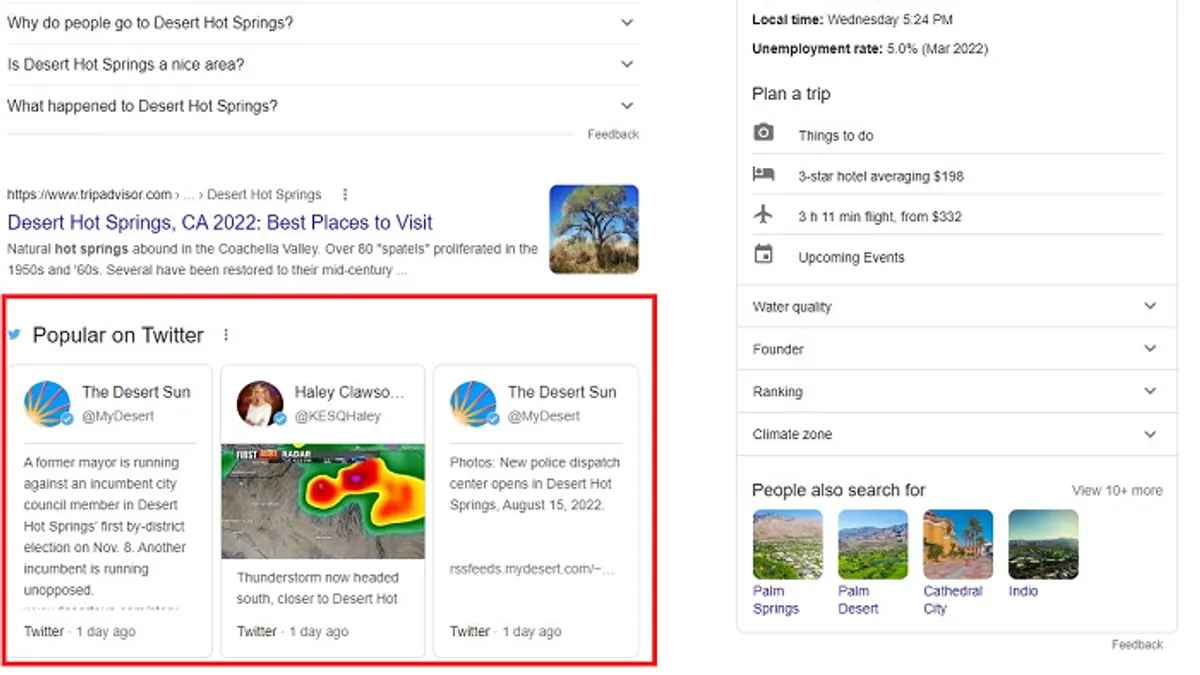 Popular on Twitter in Google Search