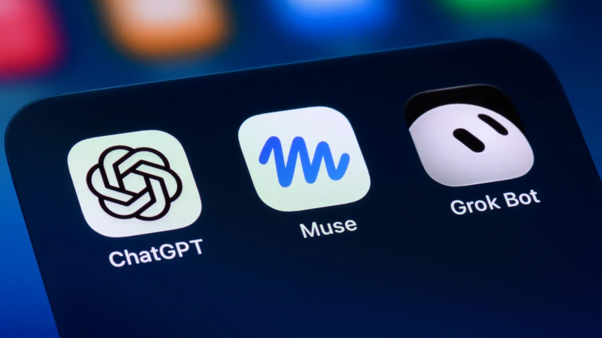 Photo of a phone home screen with three AI apps lined up