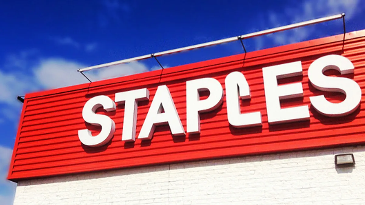 Staples storefront.