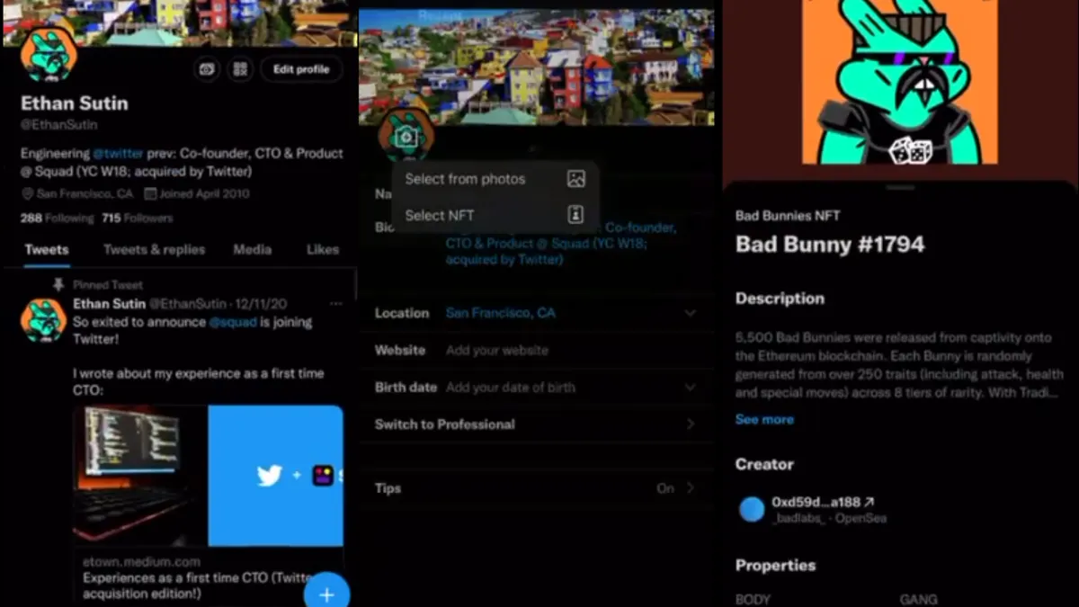 Twitter NFT display