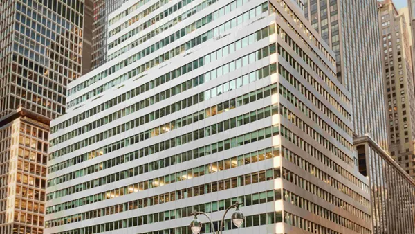 Silver high-rise office building