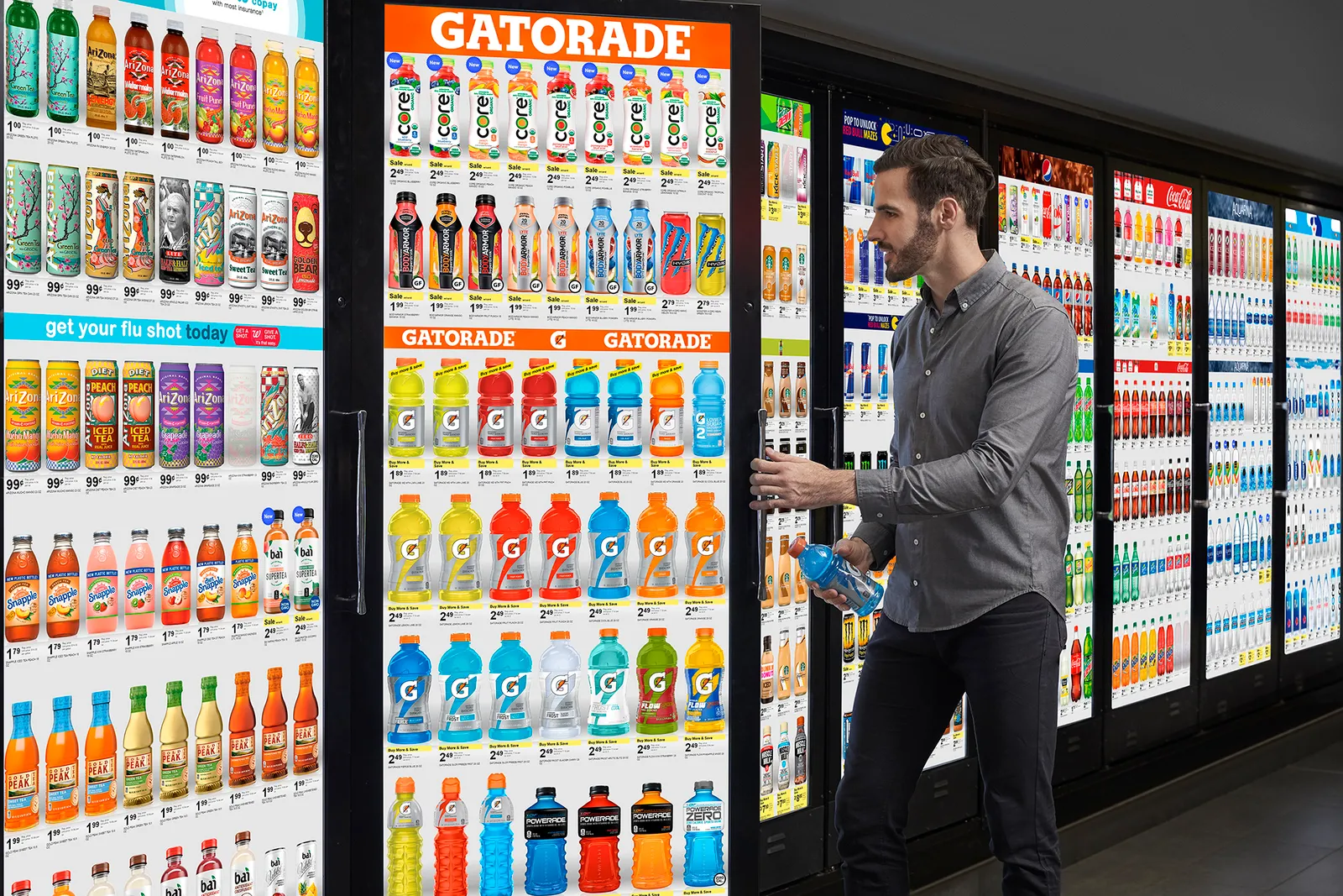 Digital screens in a store.