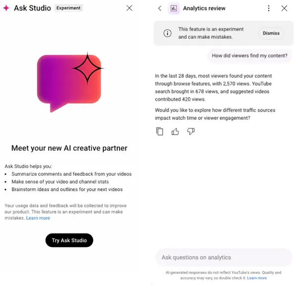 YouTube Studio AI bot