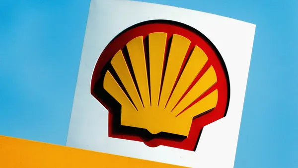 A close up of Shell's logo.