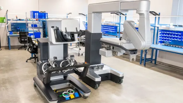 A view of Vicarious Surgical's robot in development.