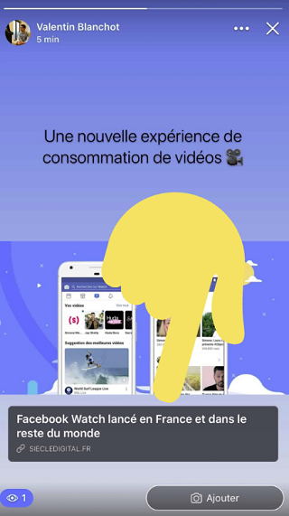 A screenshot of a link in a Facebook Story