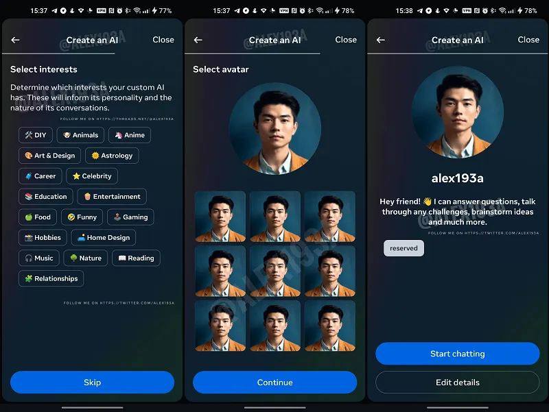 Meta AI chatbot creation