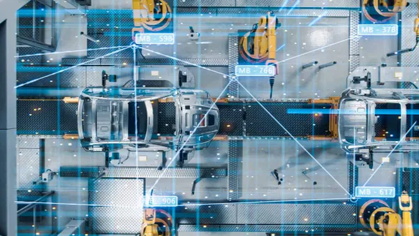 An overview shot of an auto manufacturing assembly