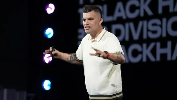 David Weston, CVP, AI Security at Microsoft, delivers a keynote address during the 2026 Black Hat USA conference in Las Vegas.