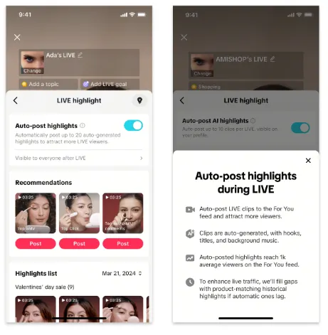 TikTok Shop Live clips