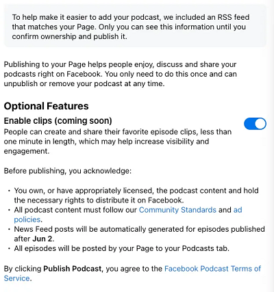 Facebook podcasts