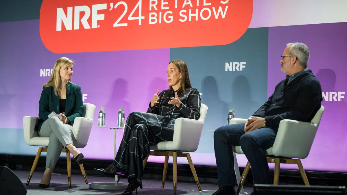 Casper CEO Emilie Arel and Brooklinen CEO Billy May participate in a panel discussion at NRF's Big Show in New York City.