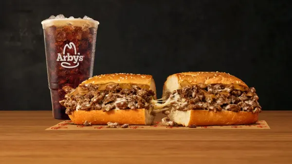 Arby's Angus Cheesesteak, a sandwich made with steak and cheese.