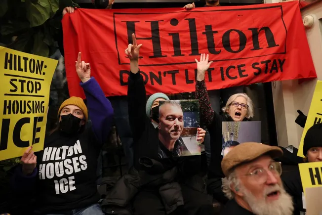 Protesters arrested at Hilton hotel in New York City