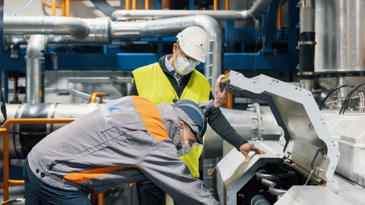 Full-scale tests are being carried out by the Wärtsilä’s engine laboratory team in Vaasa to assess the optimum engine parameters for running on hydrogen fuel. © Wärtsilä Corporation