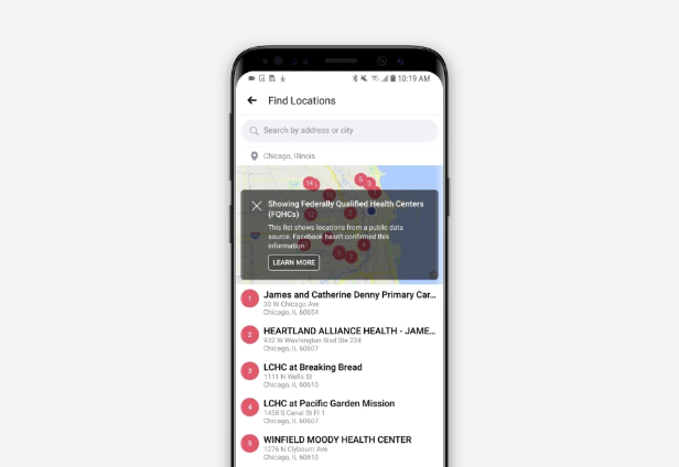 Facebook Preventive Health tool