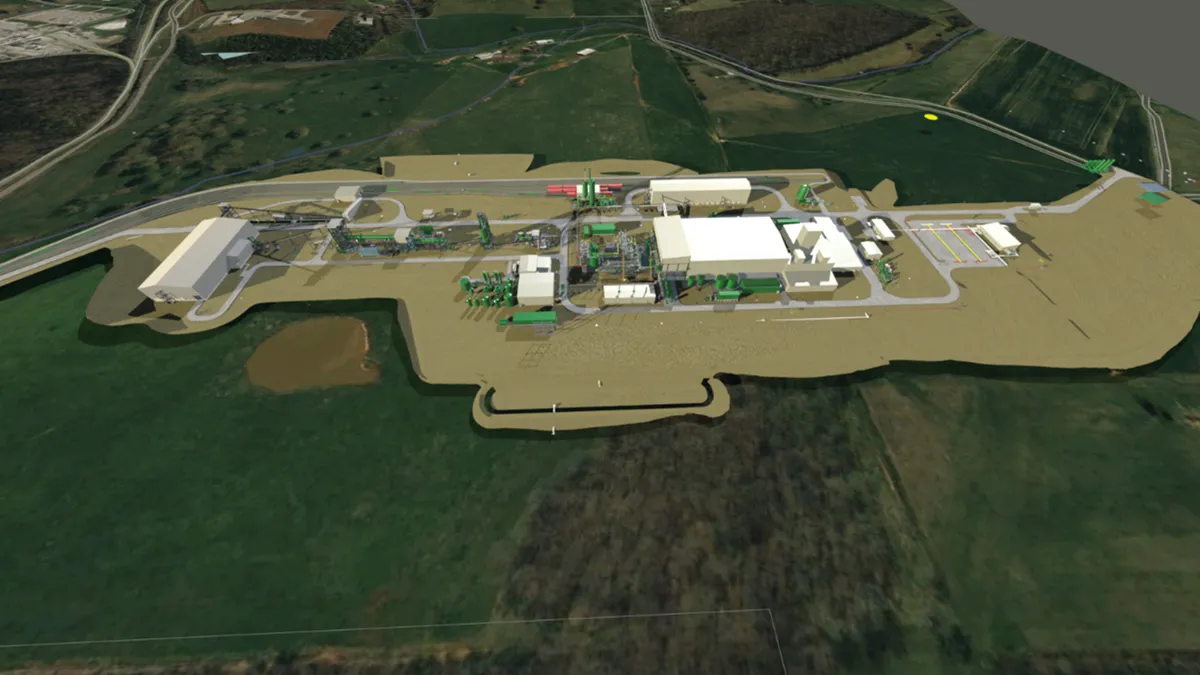 A rendering of Piedmont Lithium's upcoming production facility in Tennessee.