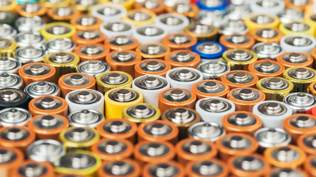 Rows of alkaline batteries