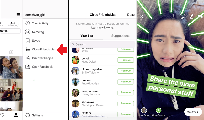 Instagram Stories private sharing