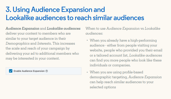 Description of LinkedIn's lookalike audiences option