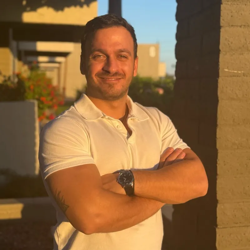 Picture of a man with his arms crossed. Vladimir Abdelnour is a graduate research associate at Arizona State University’s polytechnic school.