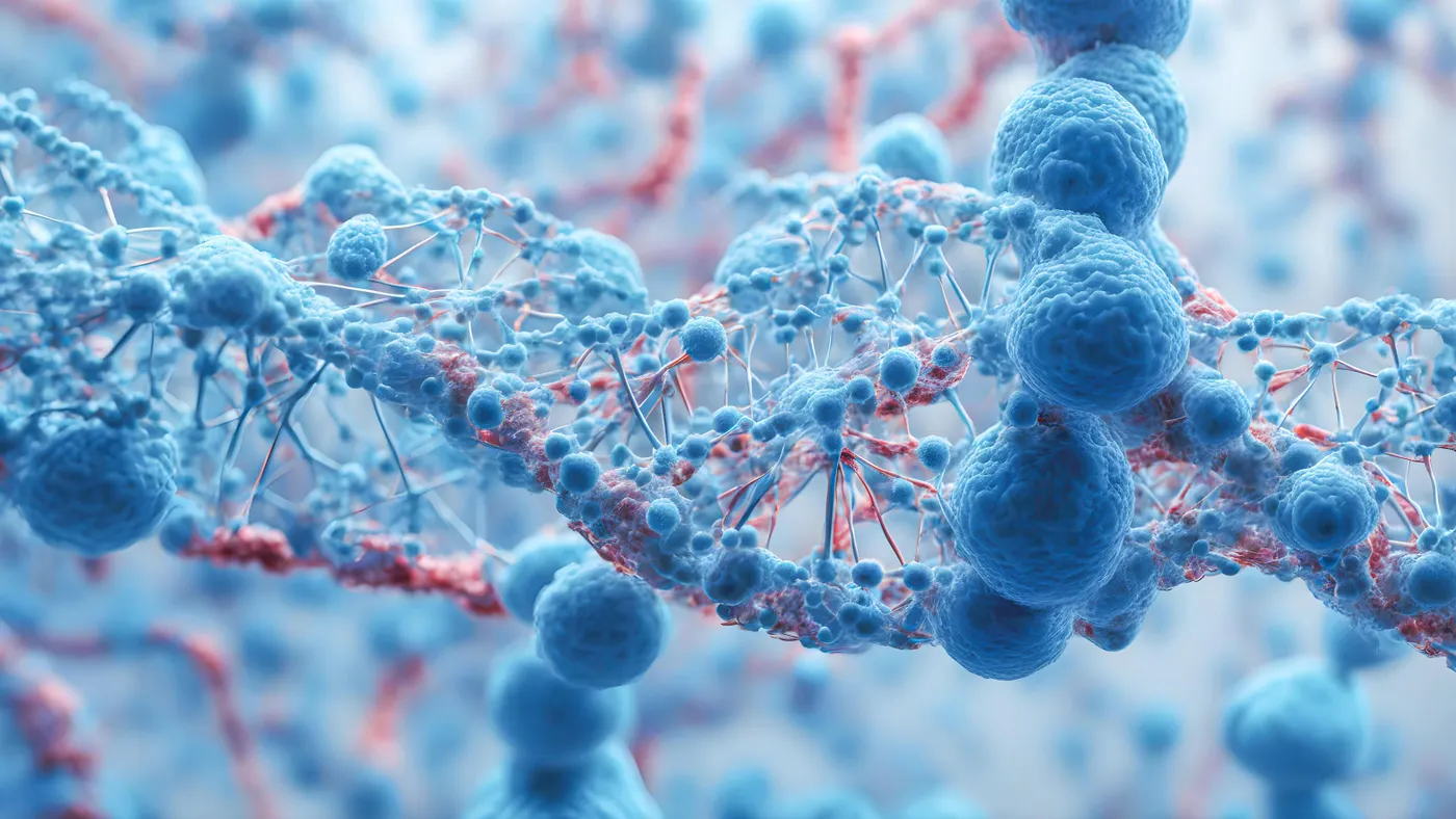 3D virus cells attacking a DNA strand