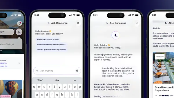 A rendering of phone screens showing Accor's ALL Concierge.