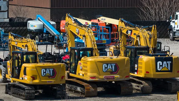 Caterpillar equipment at an equipment rental store
