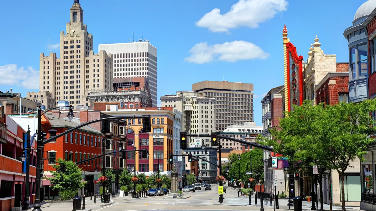 Providence is the capital and most populous city in Rhode Island. Downtown Providence has numerous 19th-century mercantile buildings in the Federal and Victorian architectural styles.