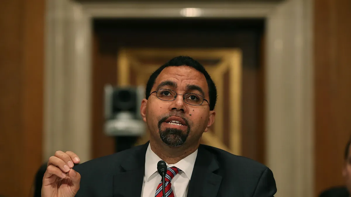 John King, former education secretary, speaks during his confirmation hearing.