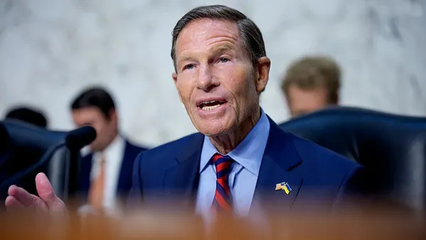 Ranking Member Sen. Richard Blumenthal (D-CT) speaks during a Senate Homeland Security and Government Affairs Subcommittee hearing on Capitol Hill on September 9, 2025 in Washington, DC.