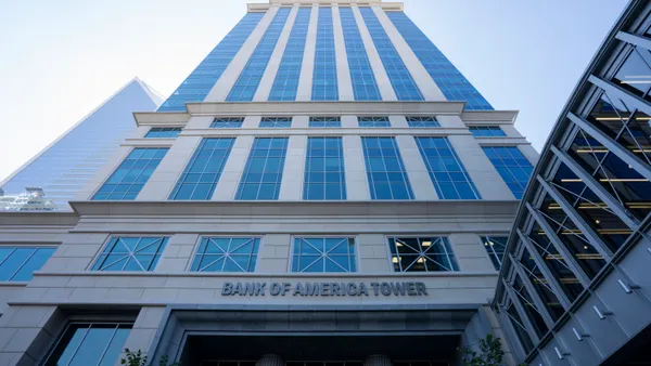 Front view of the Bank of America Tower in Charlotte, North Carolina on June 18, 2022.