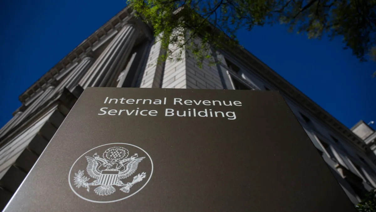 An exterior shot of IRS headquarters