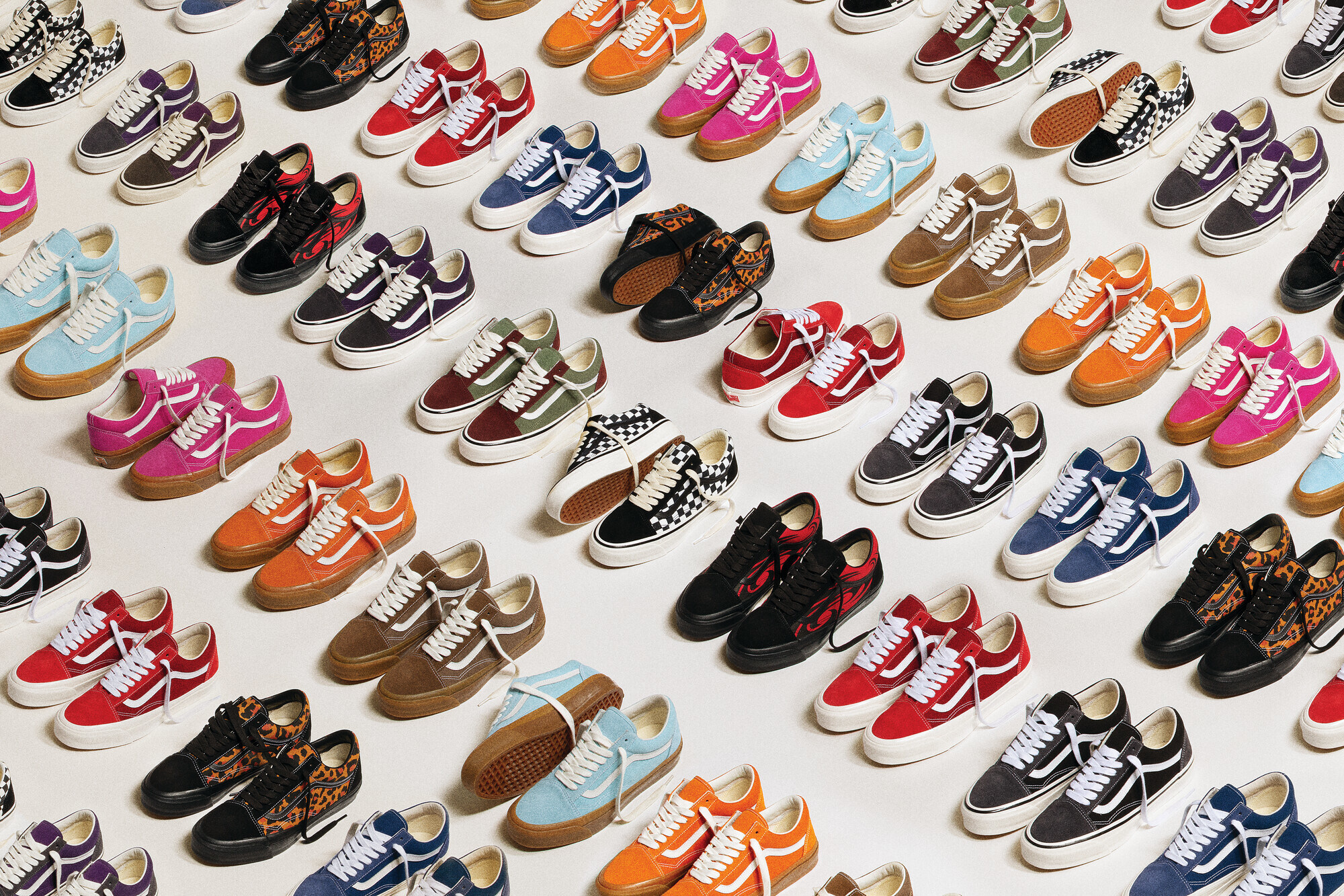 An array of vans shoes part of the Old Skool music collection