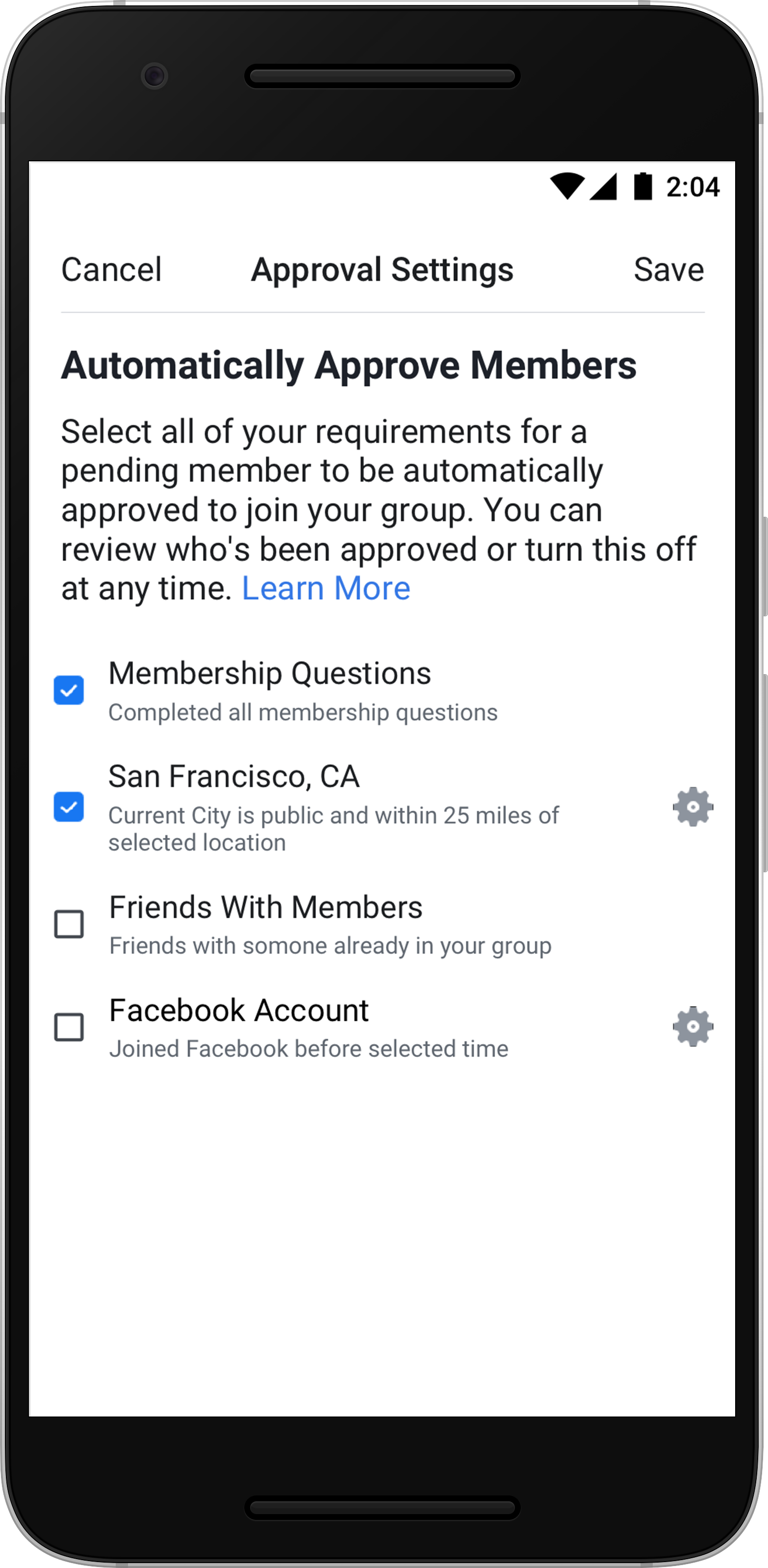 Facebook automatic group member approvals