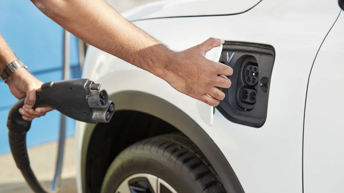 Car being charged by EV charger