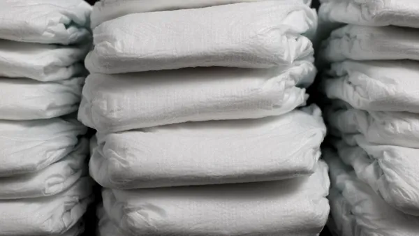 stacks of white diapers