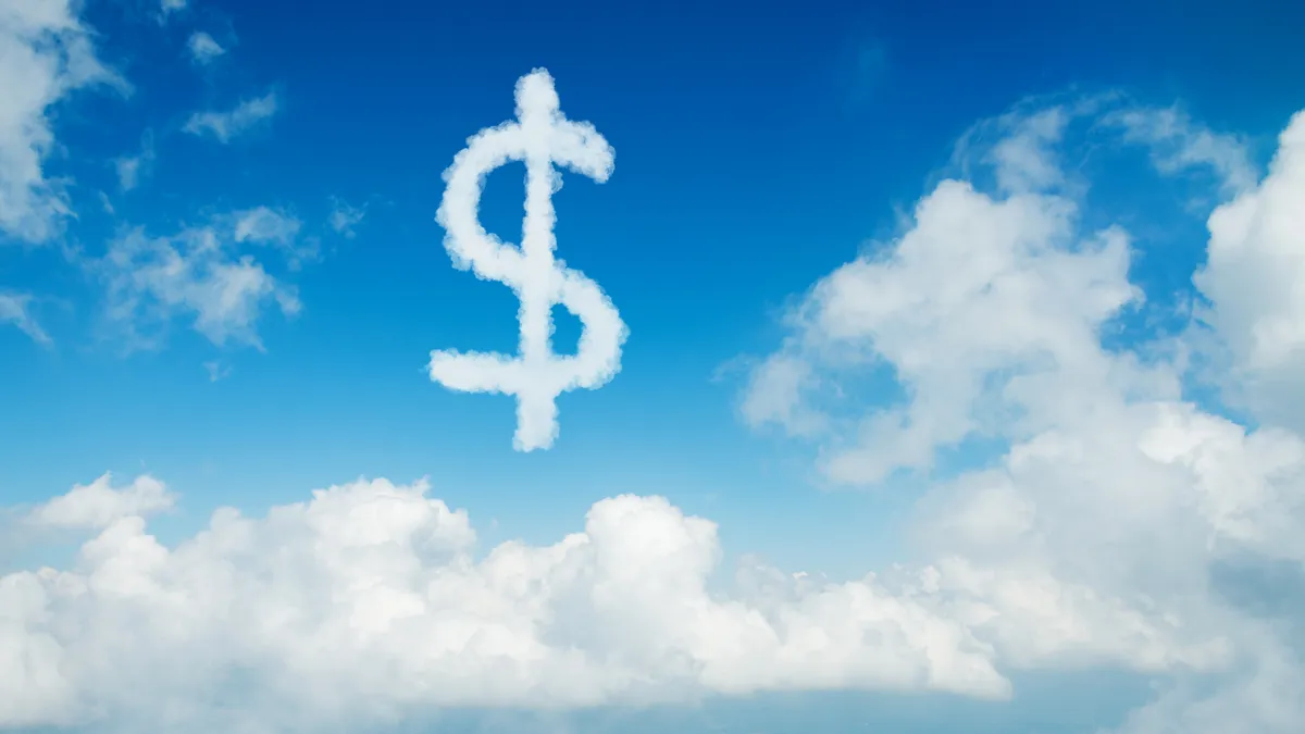 Cloud forms a dollar sign in the sky